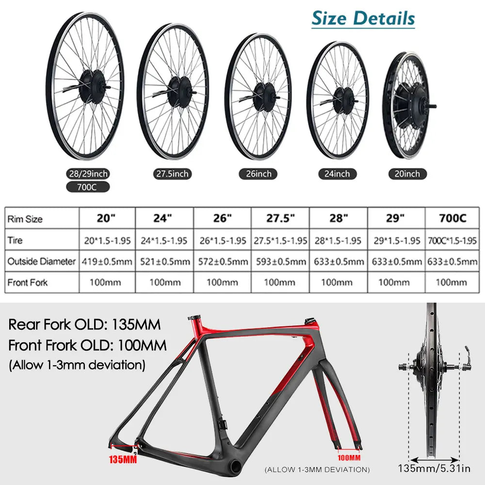 h 700C Front Rear Electric Bicycle Motor Wheel