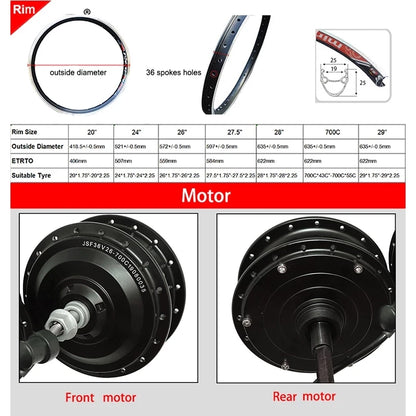 h 700C Front Rear Electric Bicycle Motor Wheel
